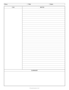 Cornell Notes Template (Lined)