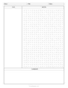 Cornell Notes Template (1/4 Inch Dots)