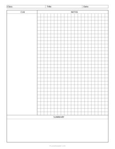 Cornell Notes Template (1/4 Inch Grid)